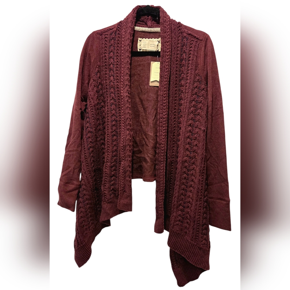 NWT Anthropologie open-front cable-knit waterfall cardigan Size XS